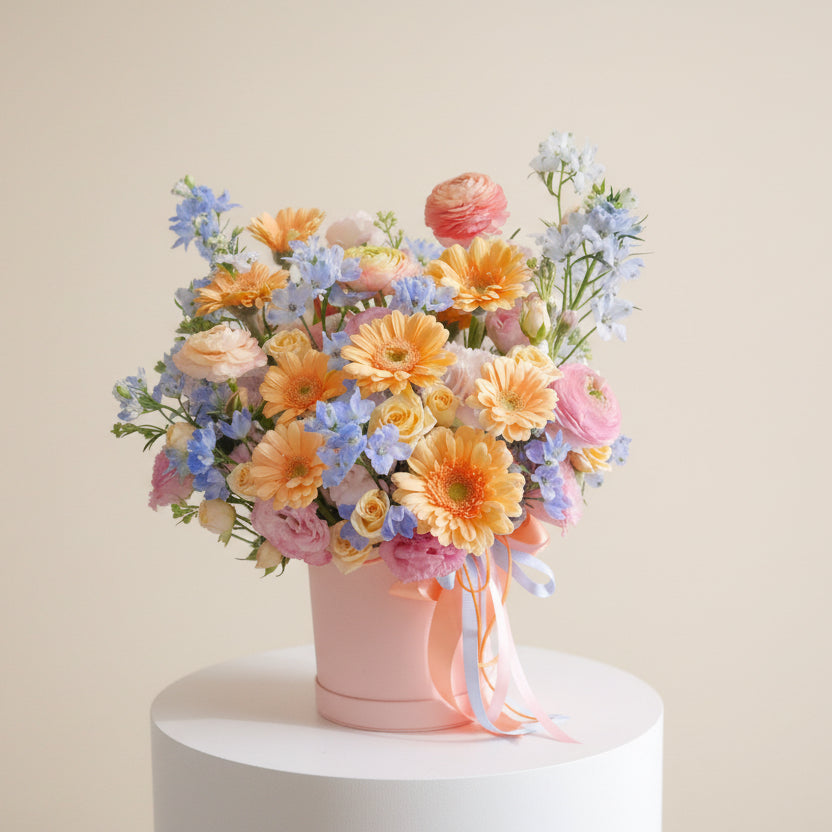 Gerbera flower box. 馬卡龍太陽花抱抱桶