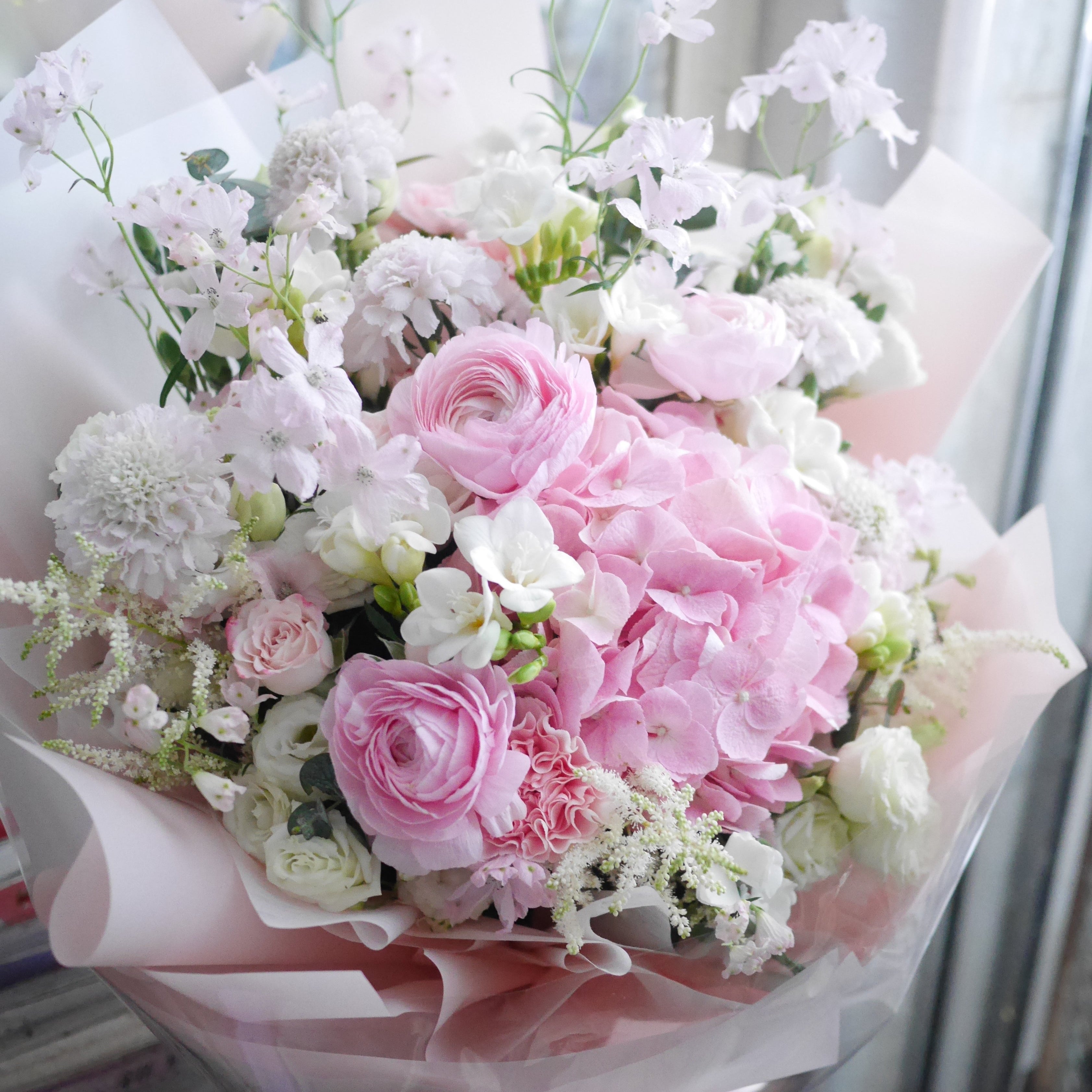 Pink Hydrangea bouquet 粉紅色繡球花束